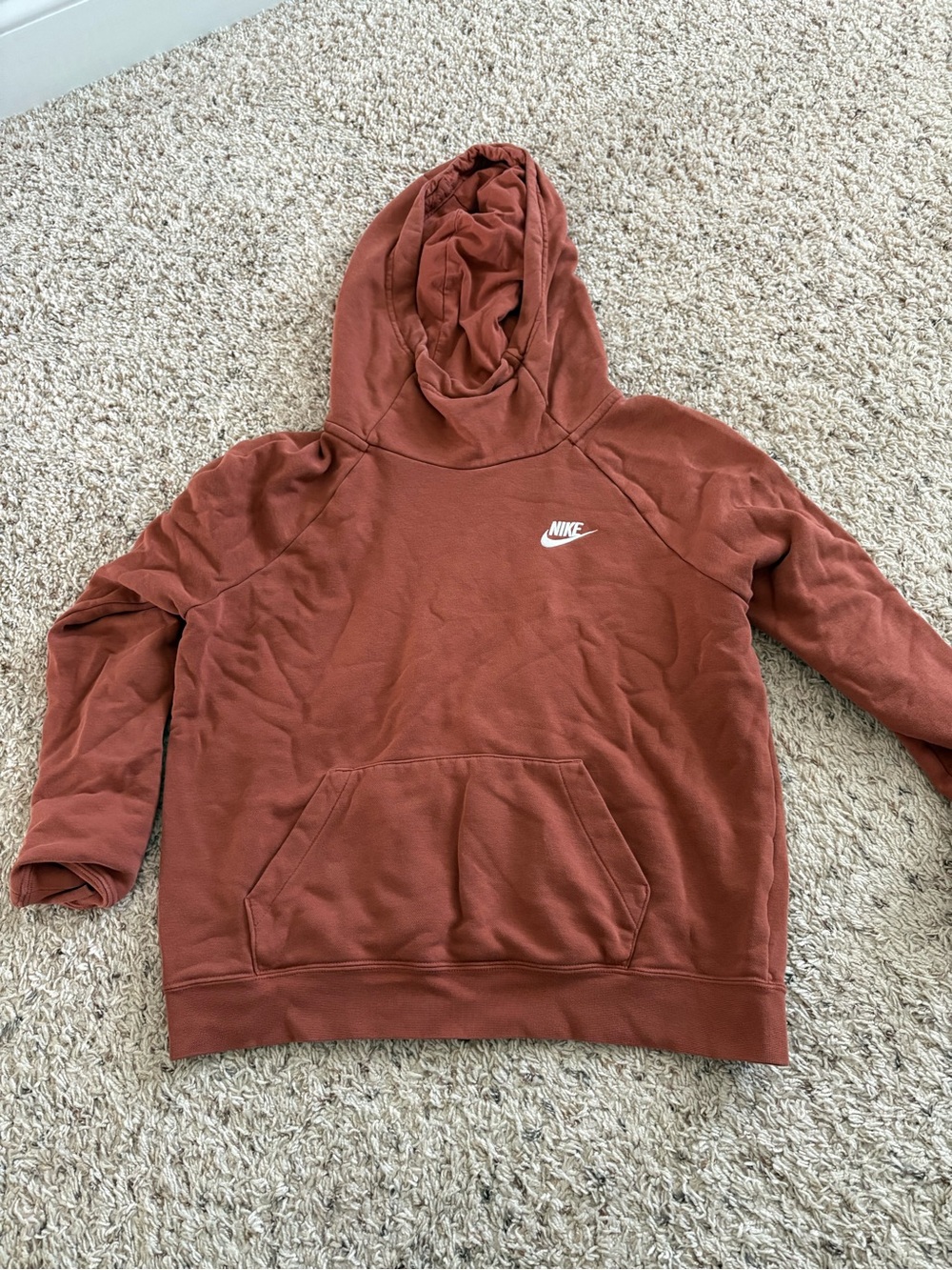 Rust Orange Nike Pullover Hoodie Size Medium Athleisure Comfort
